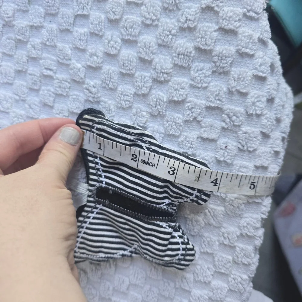 Thirty-One Butterfly Coin Purse Black White Striped Mini Pouch Clip‎ On Y2K